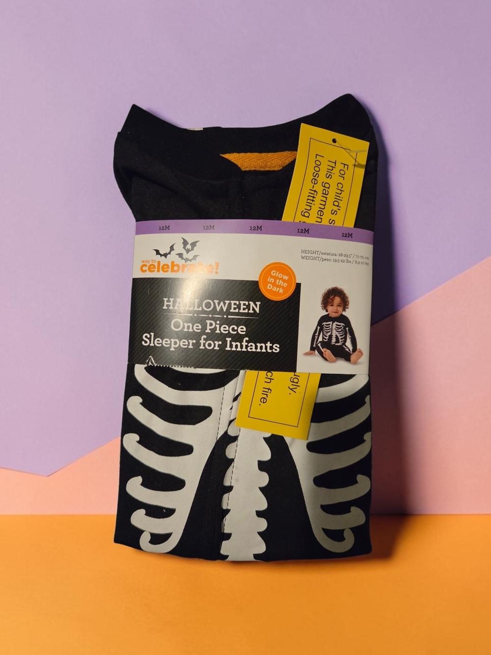 Halloween Black Skeleton One-Piece Sleeper for Infants